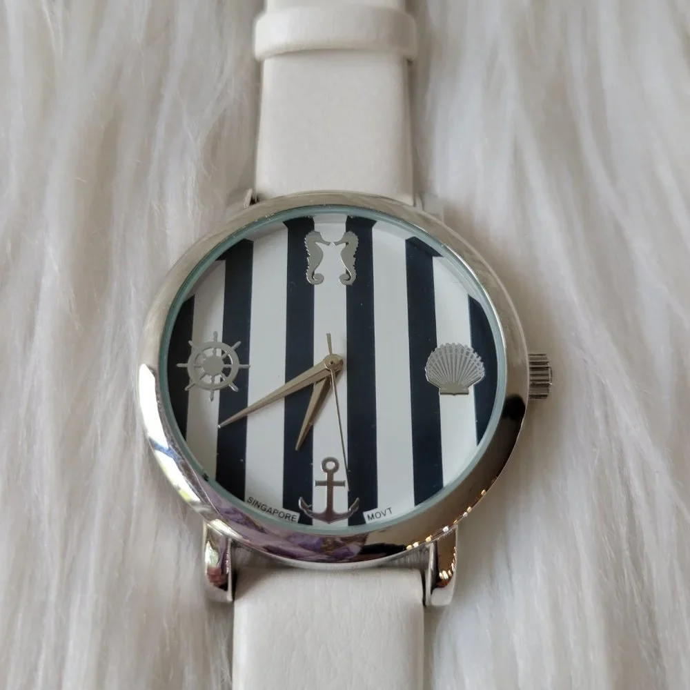 White Nautical Themed Fashion Watch